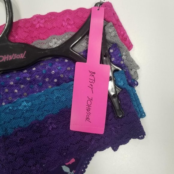 Betsey Johnson Cotton & Lace Thong Set Underwear 5 Pack - Picture 11 of 12